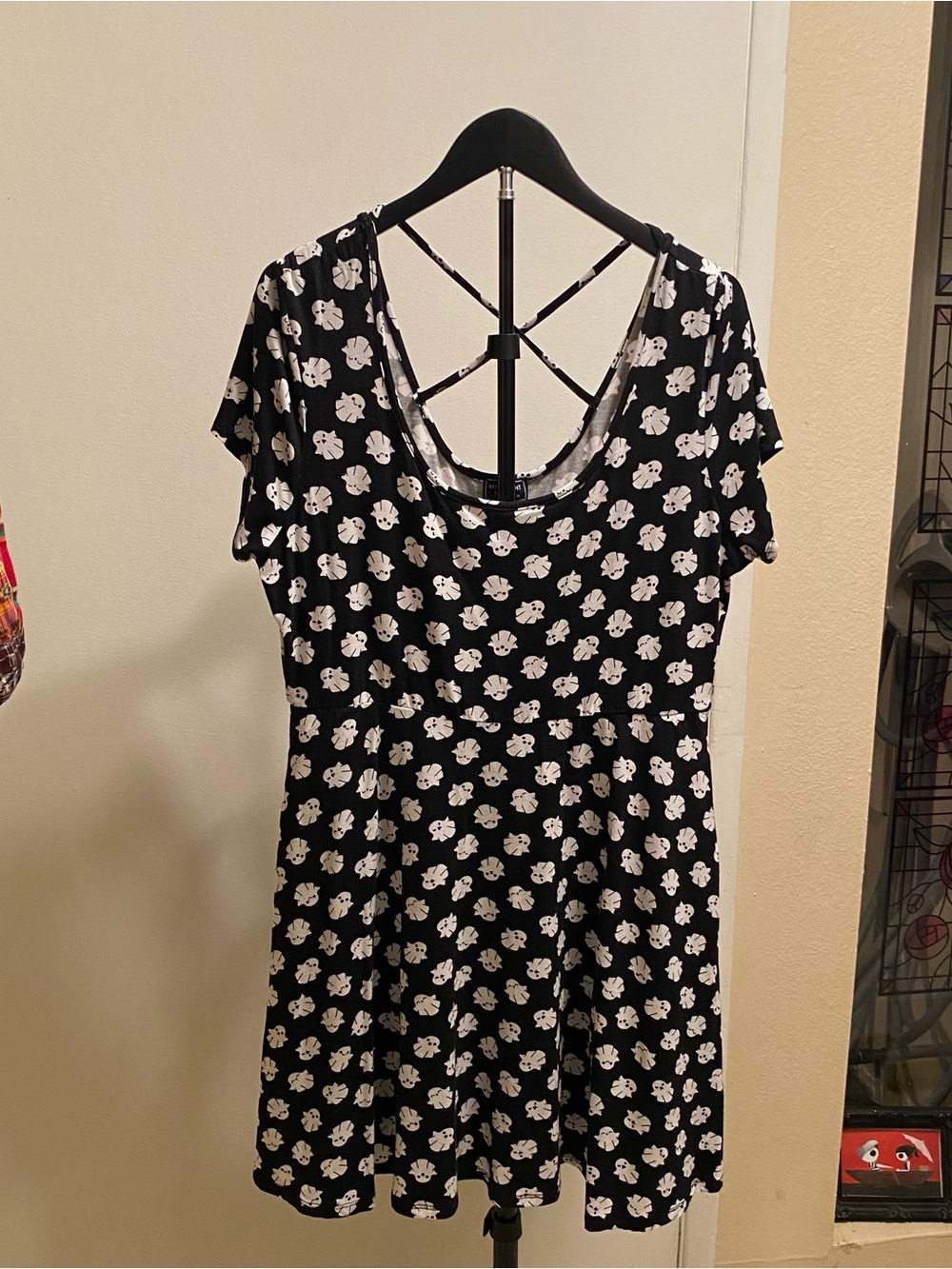 NWT all over ghost print midnight hour Short Sleeve mini Dress size XL